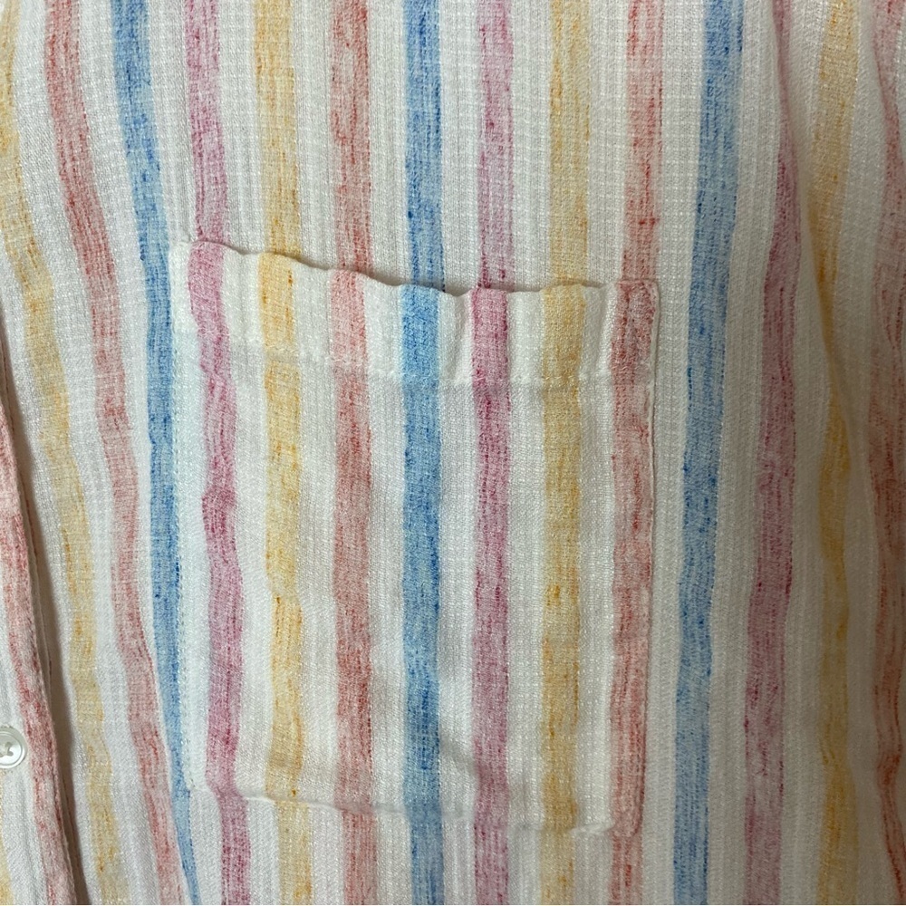 Lucky Brand Split Back Striped Button Front Lightweight Top - Picture 8 of 15